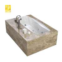 Bathroom Soild China Light Emperador Brown Marble Bath Tub