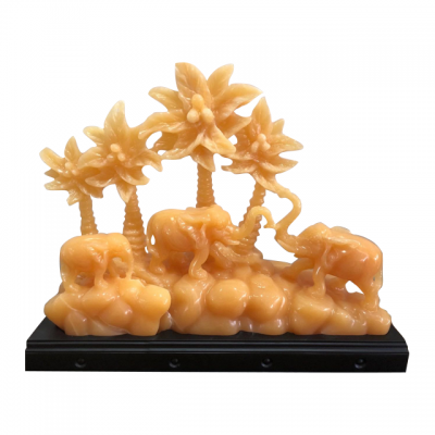 Honey onyx marble ornaments - coconut and elephant