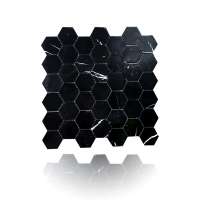 China hot sale black color hexagon mosaic tiles for backsplash Wall Decor