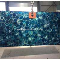 Beautiful translucent blue Particles agate slab onyx floor tile