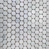 Cheap natural Carrara white mosaic marble round tile