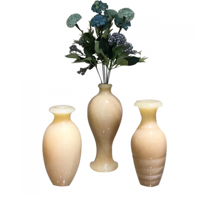 Warm white jade stone vase for Interior decoration