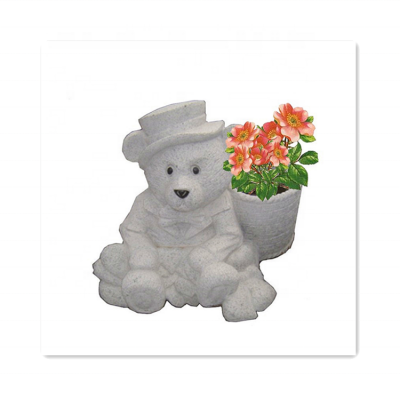 Cheap granite stone bear animal flowerpot